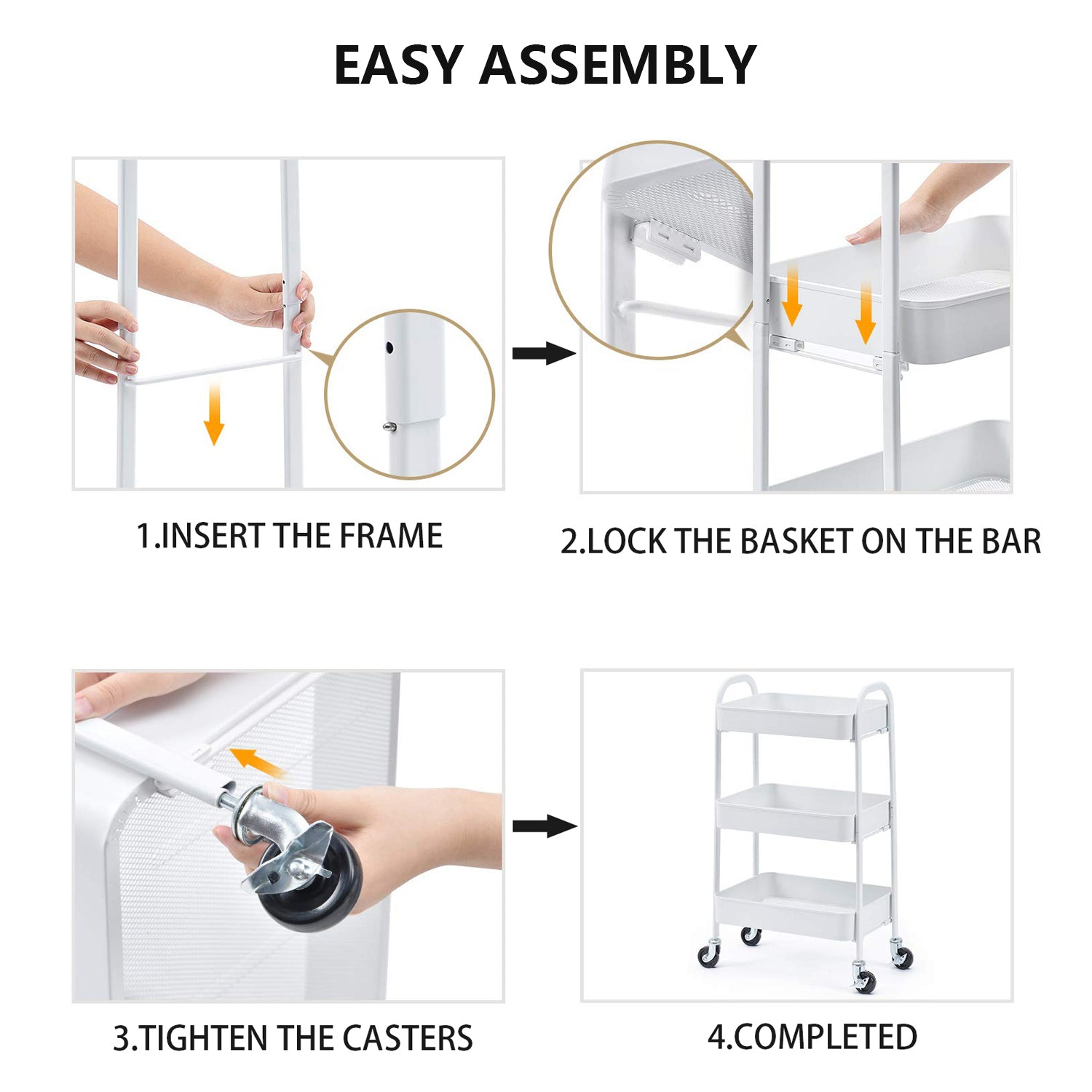 3-Tier Rolling Utility Cart