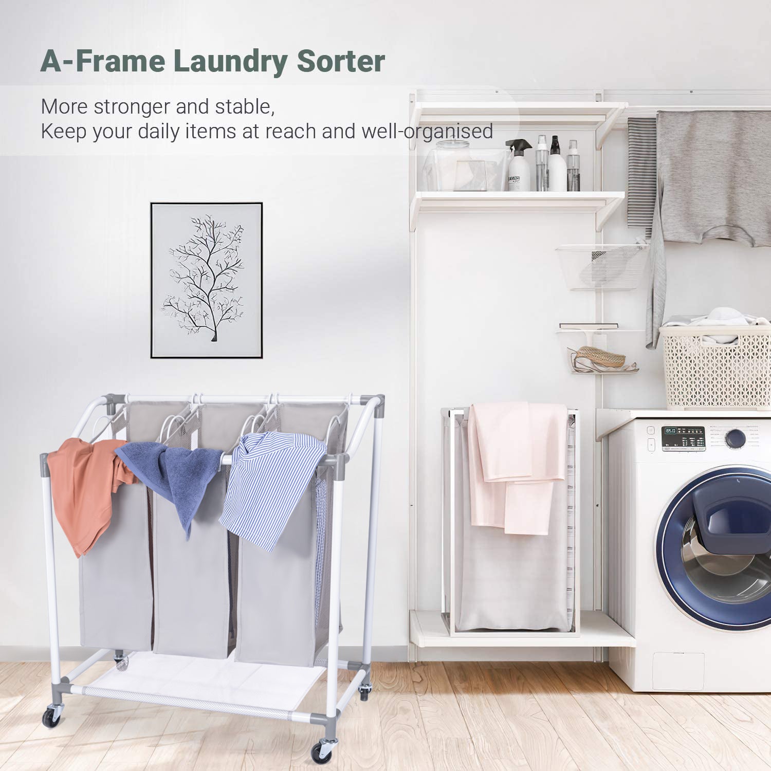 3-Section Laundry Sorter Basket